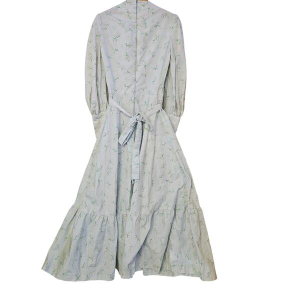 Vintage Floral Maxi Dress Size S Lace Long Sleeve Milkmaid Prairie Cottagecore - Picture 2 of 10